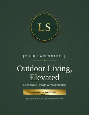 Landscaping Flyer template — Monogram Crest · Evergreen & Gold