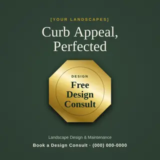 Landscaping Instagram Post template — Seal Offer · Evergreen & Gold