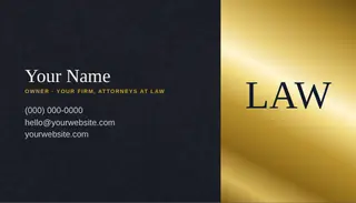 Lawyer Business Card template — Split Card · Navy & Gold