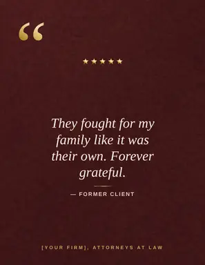 Lawyer Flyer template — Testimonial · Burgundy & Cream