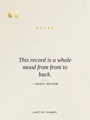 Music Poster template — Testimonial · Velvet & Gold (Ivory)