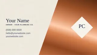 Plumbing Business Card template — Diagonal Card · Ivory & Navy