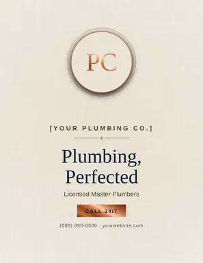 Plumbing Flyer template — Monogram Crest · Navy & Copper (Ivory)