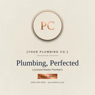 Plumbing template — Monogram Crest · Navy & Copper (Ivory)