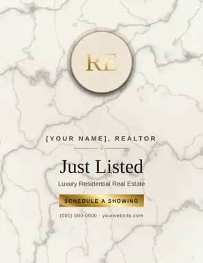 Real Estate Flyer template — Monogram Crest · Ivory & Champagne