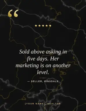 Real Estate Flyer template — Testimonial · Noir & Champagne