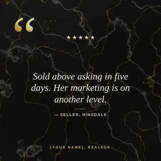 Real Estate Instagram Post template — Testimonial · Noir & Champagne