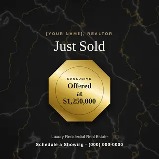 Real Estate Instagram Post template — Seal Offer · Ivory & Champagne (Noir)