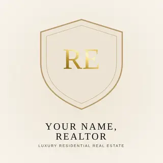 Real Estate Logo template — Crest · Ivory & Champagne