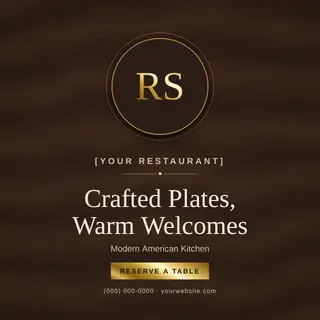 Restaurant template — Monogram Crest · Espresso & Brass