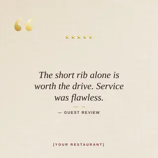 Restaurant Instagram Post template — Testimonial · Cream & Bordeaux