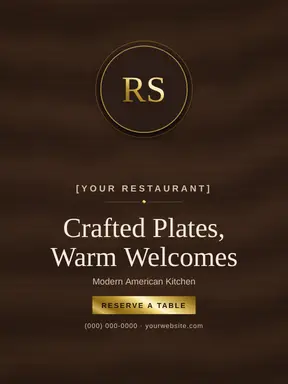Restaurant Poster template — Monogram Crest · Espresso & Brass