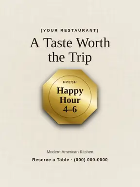 Restaurant Poster template — Seal Offer · Espresso & Brass (Ivory)