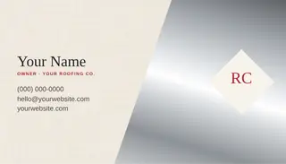 Roofing Business Card template — Diagonal Card · Slate & Crimson (Ivory)