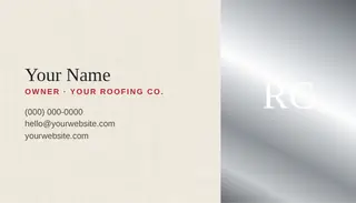Roofing Business Card template — Split Card · Slate & Crimson (Ivory)