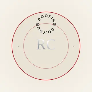 Roofing Logo template — Circle Badge · Slate & Crimson (Ivory)